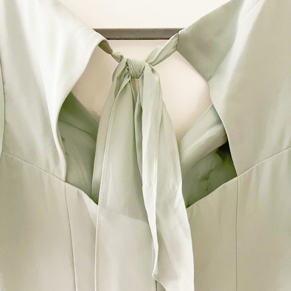 Azazie Kimber A-Line Ruched Chiffon Floor Length Maxi Dress in Agave - Picture 6 of 9